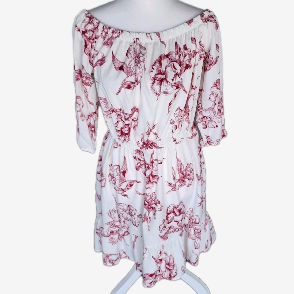 Ciudado con el Perro Dress Womens XL Burgundy White Ruffle Hem Made in Mexico